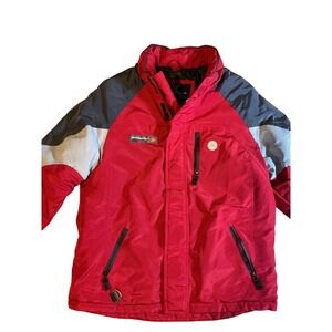 ZeroXposure Red Gray Ski Snowboard Jacket Boys Youth Full Zip Hooded Winter Coat